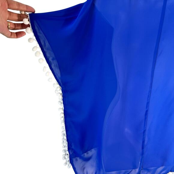 Chiffon Crochet Swimsuit Pullover Cover Up Womens S-M Blue White Beachy Vacation - Picture 12 of 15